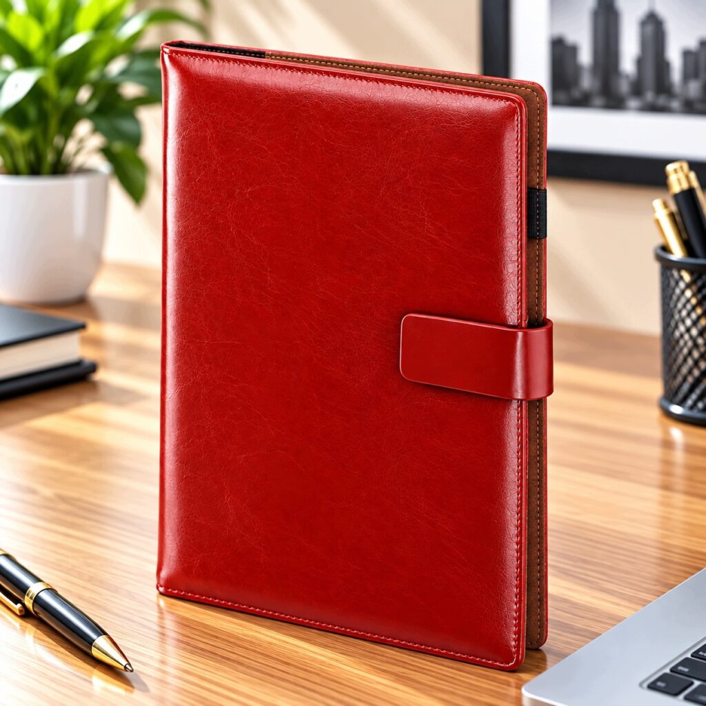 Kalendarz dzienny Premium A-5, kolekcja CBZ czerwony, wymienny wkład dzienny 2027 KDP-25CBZ/CZE/Z/T Drops Office Collection