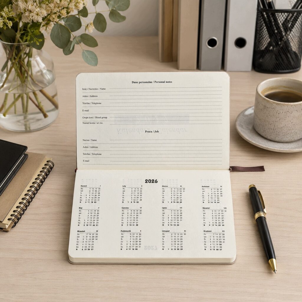 Kalendarz tygodniowy A-6, kolekcja 33B niebieski, wymienny wkład tygodniowy 2027 KT-33B-60/NIE/Z Drops Office Collection